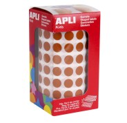 Apli Rollo con 5.192 Gomets Redondos Ø 10.5mm - Ideal para Escuelas y Talleres Infantiles - Adhesivo Permanente Base Agua - Normas EN-71 y FSC - Color Marron