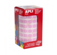 Apli Rollo con 5.192 Gomets Redondos - Adhesivo Permanente - Fomenta la Psicomotricidad - Adhesivo Base Agua - Color Rosa
