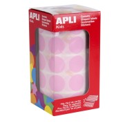 Apli Rollo de 1.770 Gomets Redondos Ø 20mm - Adhesivo Permanente Base Agua - Libre de Disolventes - Color Rosa Claro