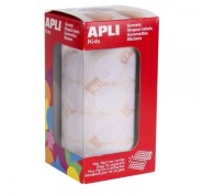 Apli Rollo de 1.770 Gomets Redondos Ø 20mm - Adhesivo Permanente con Base de Agua - Libre de Disolventes - Color Blanco
