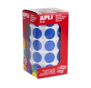 Apli Rollo de 1770 Gomets Redondos Azules - Ø 20mm - Adhesivo Permanente - Desarrolla Habilidades y Capacidades en Niños