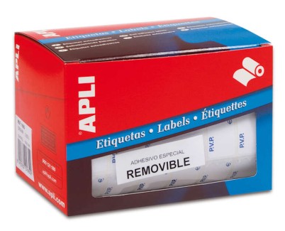 Apli Rollo de 2.520 Etiquetas PVP 16x22mm - Texto Preimpreso con las Siglas PVP - Adhesivo Removible - Color Blanco