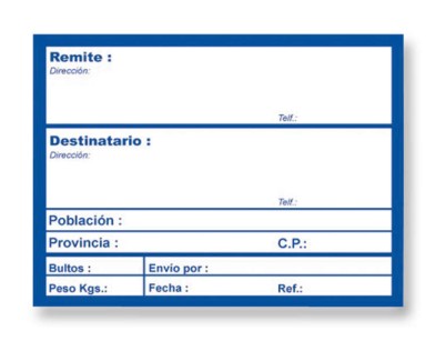 Apli Rollo de 200 Etiquetas para Envio con Texto Preimpreso - Tama&ntilde;o 109x82mm - Color Blanco/Azul
