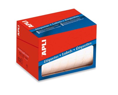 Apli Rollo de 400 Etiquetas Rectangulares 53x82mm - Adhesivo Permanente - Cantos Romos - Aptas para Escritura Manual - Color Blanco