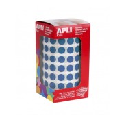 Apli Rollo de 5.192 Gomets Redondos Adhesivo Permanente - Adhesivo Base Agua - Libre de Disolventes - Color Azul
