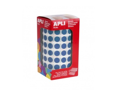 Apli Rollo de 5.192 Gomets Redondos Adhesivo Permanente - Adhesivo Base Agua - Libre de Disolventes - Color Azul