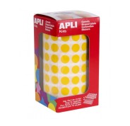 Apli Rollo de 5.192 Gomets Redondos Adhesivo Permanente - Faciles de Separar - Adhesivo Base Agua - Materiales Reciclables - Color Amarillo