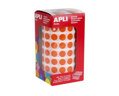 Apli Rollo de 5192 Gomets Redondos Naranjas - Tama&ntilde;o &Oslash; 10,5mm - 59 Hojas Pretroqueladas - Adhesivo Base Agua - Cumple Normas EN-71 y FSC