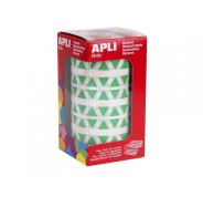 Apli Rollo de 6.136 Gomets Triangulares - Adhesivo Permanente - Faciles de Separar - Adhesivo Base Agua - Color Verde