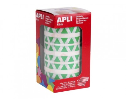 Apli Rollo de 6.136 Gomets Triangulares - Adhesivo Permanente - Faciles de Separar - Adhesivo Base Agua - Color Verde
