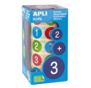 Apli Rollo de 900 Gomets Redondos con Numeros Ø 20 mm - Adhesivo Removible Base Agua - Fomenta Aprendizaje - Libre de Disolventes - Colores Surtidos