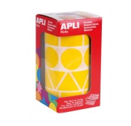 Apli Rollo de Gomets con Formas Surtidas - Adhesivo Permanente - 1.357 Gomets - Fomenta Psicomotricidad y Creatividad - Adhesivo Base Agua - Color Amarillo