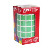 Apli Rollo de Gomets Cuadrados - Adhesivo Permanente - 2.832 Gomets - Adhesivo Base Agua - Libre de Disolventes - Color Verde