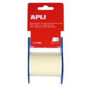 Apli Rollo de Nota Adhesiva con Dispensador - Medidas del Rollo 60mmx10m - Facil de Usar - Adhesivo de Calidad - Color Nota Amarillo - Color Dispensador Azul