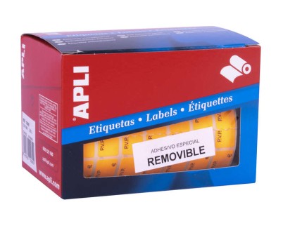 Apli Rollo Etiquetas PVP Naranja Fluorescente Removibles 12.0 x 18.0mm
