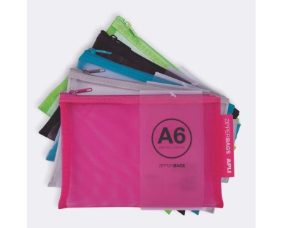Apli Sobres Porta-Todo Nylon Transpirable A6 - Resistentes y Duraderos - Ideal para Equipos Electronicos - Cierre de Cremallera - Colores Surtidos