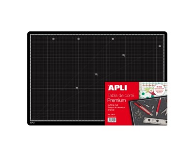 Apli Tabla de Corte PVC A3 - Antideslizante - Auto Cicatrizante - Impresion en Gris - Calidad Superior - Ultrarresistente - Precision Total - Color Negro