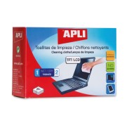 Apli Toallitas de Limpieza para Equipos Electronicos - Propiedades Antiestaticas - Incluye 20 Sobres con Toallita Humeda y Seca - sin Alcohol