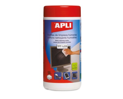 Apli Toallitas Humedas Anti-Estaticas - 100 Unidades - Limpieza y Mejora Del Rendimiento de Equipos Electronicos - Ideal para Pantallas TFT y LCD