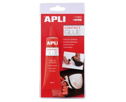 Apli Tubo de Pegamento Contacto 40ml - Secado Rapido - Resistente al Agua y al Calor - Transparente