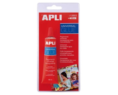 Apli Tubo de Pegamento Universal 40ml - Secado Rapido - Resistente al Agua - Transparente
