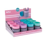 Apli Urban Collection Expositor de 12 Cubiletes con Funda de Neopreno - Medidas 105x80mm - Colores Surtidos