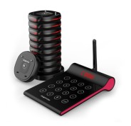 Approx Customer Caller Kit Avisador de Clientes - Base de Carga - 10 Unidades - 400m Alcance - Transmisor con Teclado Tactil - Color Negro