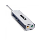 Approx HUB de 3 USB 3.0, Salida y Entrada Jack3.5mm de Audio - Adaptador de Sonido USB 5.1 - Pequeño y Ligero - Máxima Compatibilidad