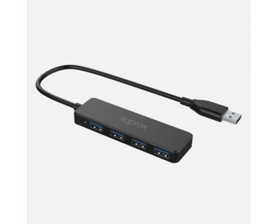 Approx Hub USB 3.0 con 4 Puertos USB 3.0 - Velocidad hasta 5 Gbps - Cable de 15cm