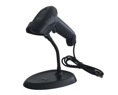 Approx Lector de Codigos de Barras 1D USB con Soporte - Indicador LED, Beeper - Velocidad 300 veces por Segundo - Color Negro