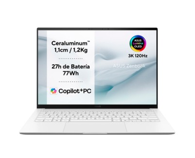 Asus ZenBook S14 OLED Portatil 14\" Intel Core Ultra 9 386H - 32GB - 1TB SSD - Windows 11 Home 64-bit - Color Blanco - Teclado QWERTY (ES)