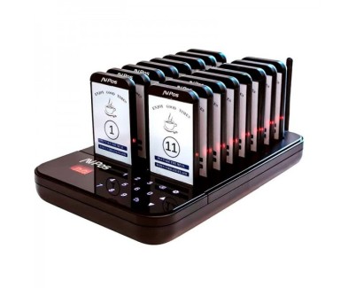 AVPos AVP-AC-T16 Avisador de Clientes - Base de Carga - 16 Unidades - 350/500m Alcance - 200 Mah - Color Negro