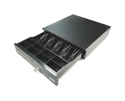 AVPos CASH-U280 Cajon Portamonedas 41cm Automatico - 5 Posiciones Billetes - 8 Posiciones Monedas - RJ11 - Color Negro