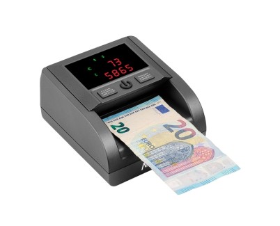 AVPos Contador/Detector de Billetes AVP-DT25G - Cuenta Cantidad de Billetes y Valor Total - Libras y Euros - Alta Velocidad de Conteo - Color Negro