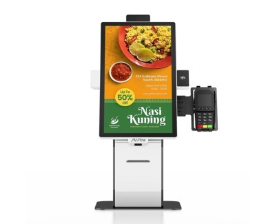 AVPos Kiosko Autoservicio Sobremesa DK22 - 22 Pulgadas Tactil - I3 10th - 8GB Memoria - SSD 256GB - Escaner 2D - Impresora Termica - WIFI - Color Blanco y Negro