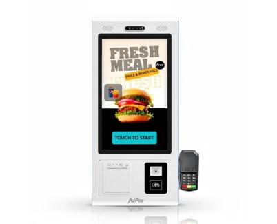 AVPos Kiosko Autoservicio Sobremesa DK22 - 22 Pulgadas Tactil - RK3568  - 8GB Memoria - SSD 128GB - Escaner 2D - Impresora Termica - WIFI - Android 13 - Color Blanco