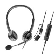 Axtel FLOW Auriculares con Microfono USB - Reduccion de Ruido - USB-A y USB-C