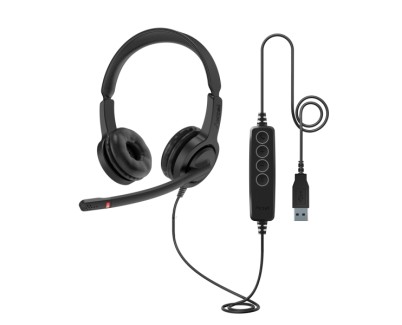Axtel Voice UC28 Auriculares con Microfono USB - Conexion USB-A - Cancelacion de Ruido - Construccion Robusta