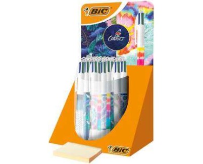Bic 4 Colours Decor Expositor de 30 Boligrafos de Bola Retractiles - Punta Media de 1.0mm - Tinta con Base de Aceite - 4 Colores