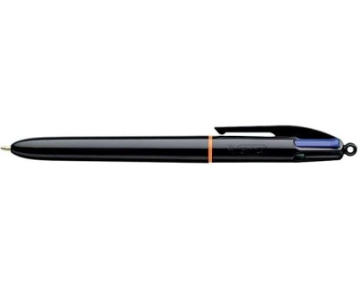 Bic 4 Colours Pro Boligrafo de Bola Retractil - Punta de 1mm - Trazo de 0.4mm - Tinta con Base de Aceite - Cuerpo Negro - 4 Colores
