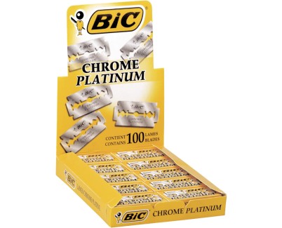 Bic Chrome Platinum Expositor de 20 Cajas de 5 Hojas de Afeitar Doble Filo