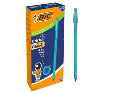 Bic Cristal Glace Boligrafo de Bola - Cuerpo Opaco en Color Azul Metalizado Mate - Punta Redonda de 1mm - Trazo 0.4mm - Tinta con Base de Aceite - Color de la Tinta Azul