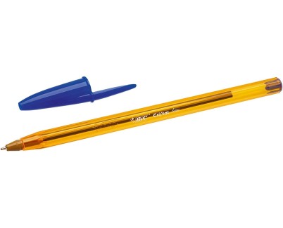 Bic Cristal Original Fine Boligrafo de Bola - Punta Redonda de 0.8mm - Trazo de 0.30mm - Tinta con Base de Aceite - Translucido - Color Azul
