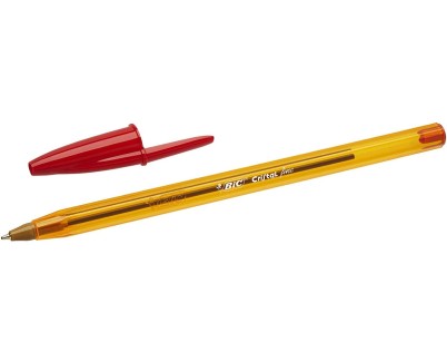 Bic Cristal Original Fine Boligrafo de Bola - Punta Redonda de 0.8mm - Trazo de 0.30mm - Tinta con Base de Aceite - Translucido - Color Rojo