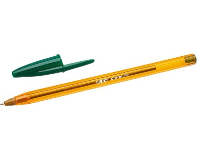 Bic Cristal Original Fine Boligrafo de Bola - Punta Redonda de 0.8mm - Trazo de 0.30mm - Tinta con Base de Aceite - Translucido - Color Verde