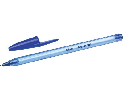 Bic Cristal Soft Boligrafos de Bola - Punta Media de 1.2mm - Trazo 0.45mm - Escritura mas Fluida - Color Azul