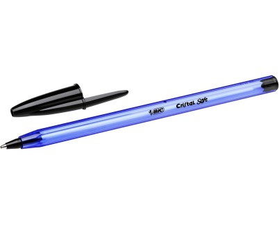 Bic Cristal Soft Boligrafos de Bola - Punta Media de 1.2mm - Trazo 0.45mm - Escritura mas Fluida - Color Negro