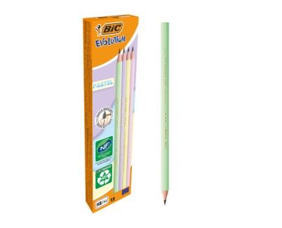 Bic Evolution Pastel Lapiz de Grafito Hexagonal - Mina HB Ultrarresistente - Sin Madera - No se Astilla - Colores Pastel