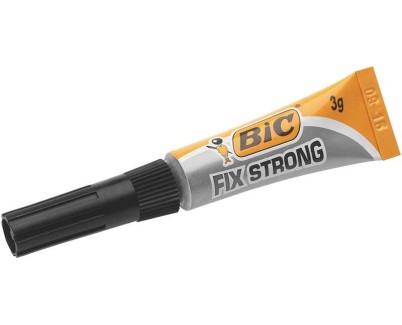 Bic Fix Strong Pegamento de Contacto Extra Fuerte 3gr - Uso en Madera, Plastico y Porcelana - No Gotea - Tapon Anti-Obstruccion (9017583)