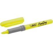 Bic Highlighter Grip Marcador Fluorescente - Tinta con Base de Agua - Punta Biselada - Trazo entre 1.60 y 3.30 mm - Color Amarillo